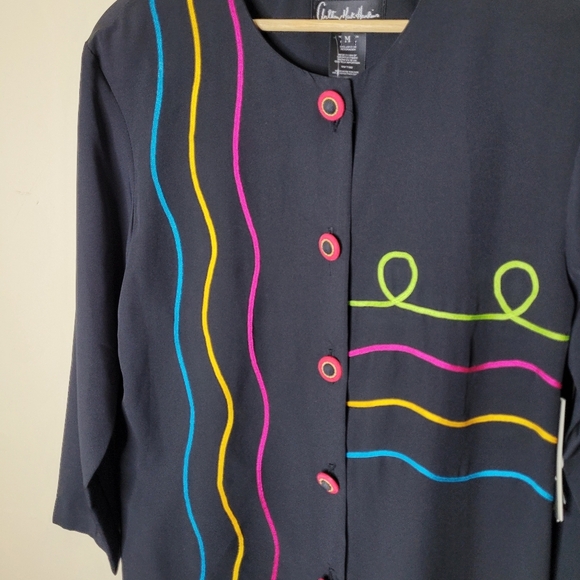 Vintage 80s Anthony Mark Hankins NWT Neon Trim  Mod Career Jacket M USA - Picture 3 of 8